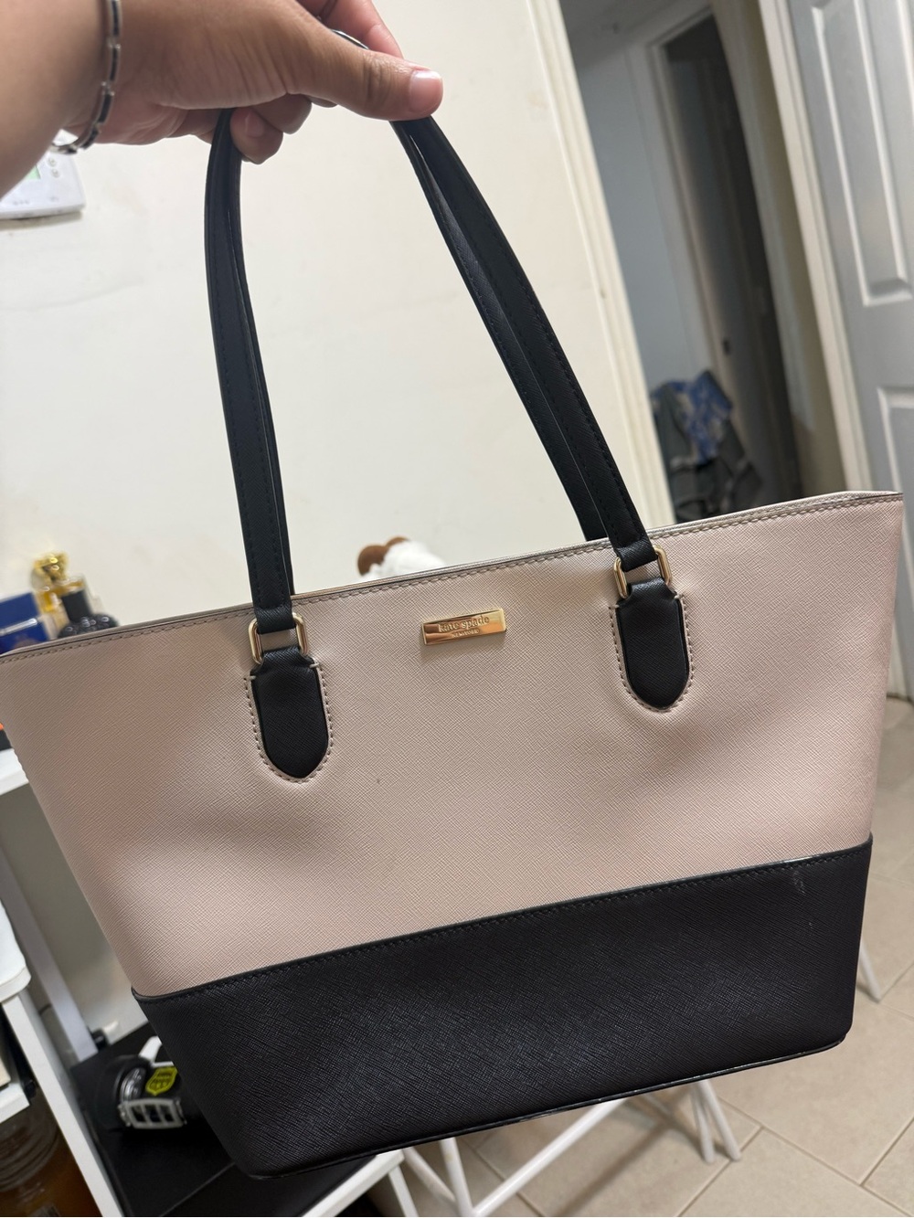 kate spade Black and Beige Two-Tone Tote